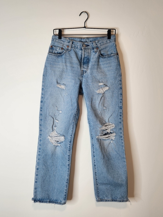 Levi's Denim - Levis 501 Premium Distressed Light Wash Distressed Jeans Size 27x30
